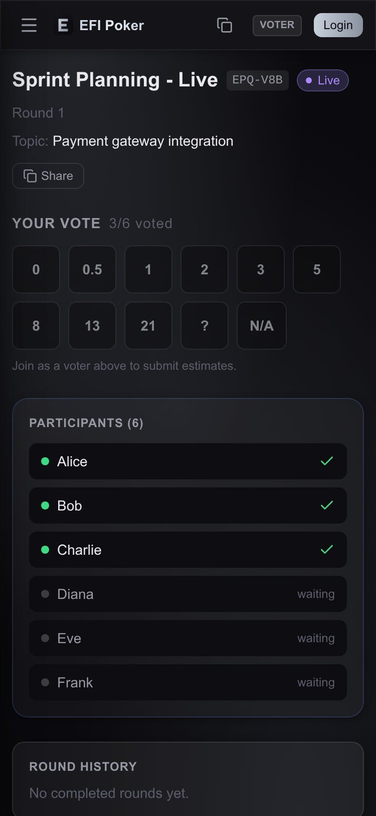 Live estimation session on a phone